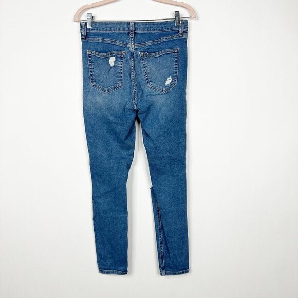 2/$30 Topshop Jamie High Rise Ripped Ankle Crop Skinny Mid Denim Tint W30 #9302 - Picture 7 of 11